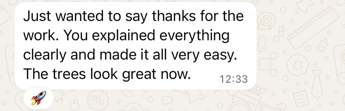 WhatsApp testimonial - Just wanted to say thanks